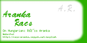 aranka racs business card